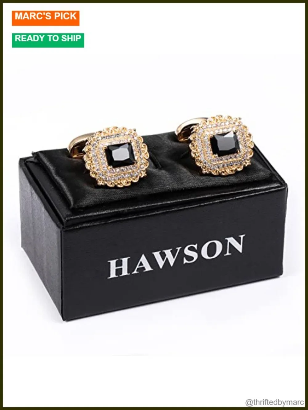 Brass Cufflinks with Crystal - Groom Wedding Gift for Men